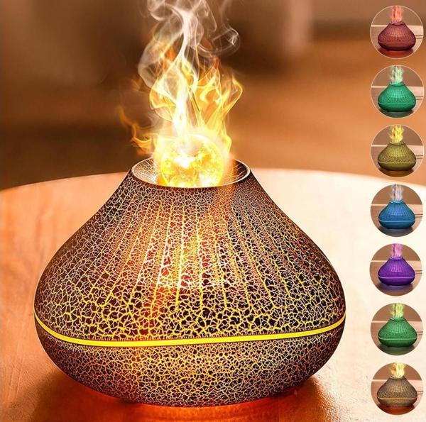160ml Şenlik Ateşi Difüzörü Renkli Alev Nemlendirici Aromaterapi Başucu Masa Lambası - Image 1