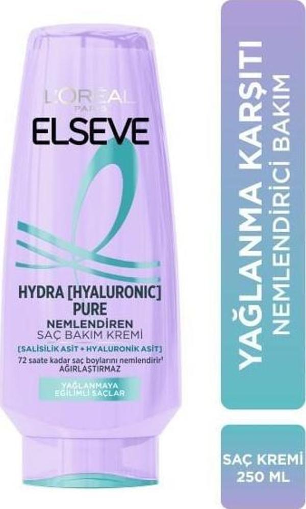  L'Oréal Paris Elseve Hydra [Hyaluronic] Pure Salisilik Asit içeren Yağlanma Karşıtı Nemlendirici Saç Kremi 250ml - Image 1