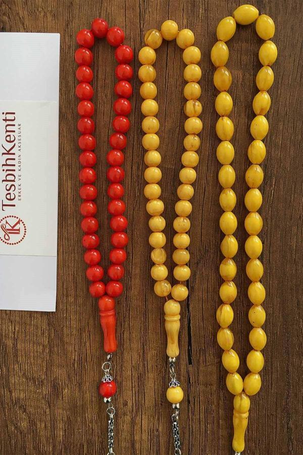 3'Lü Toz Kehribar Tesbih Seti - Image 1