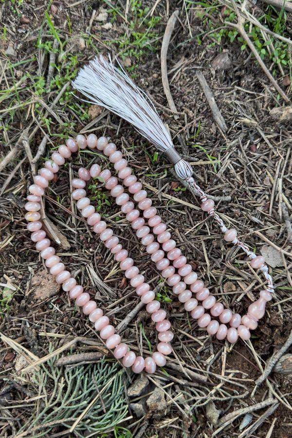 Açık Pembe Özel Tasarım 99'luk Sıkma Kehribar Tesbih - Image 1