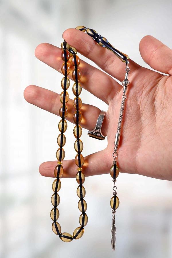 Açık Sarı Güzel Çekimli Toz Kehribar Tesbih - Image 1