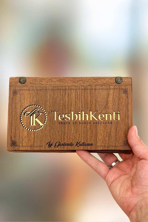 Ahşap Gömme Kutusunda Popüler Renk Sıkma Kehribar Tesbih - Image 1