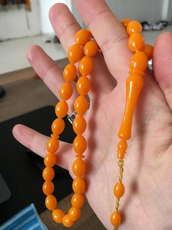 Günlük Kullanıma & Hediyelik Tesbih Koyu Sarı Renk - Image 1