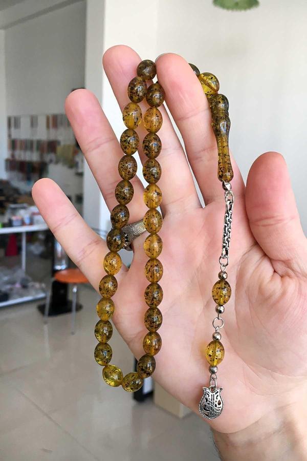 Güzel Çekimli Çay Fosilli Erkek İçin Tesbih - Image 1