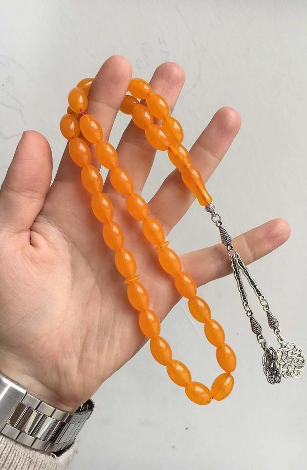 İri Boy Güzel Çekimli Portakal Renk Erkek İçin Tesbih - Image 1