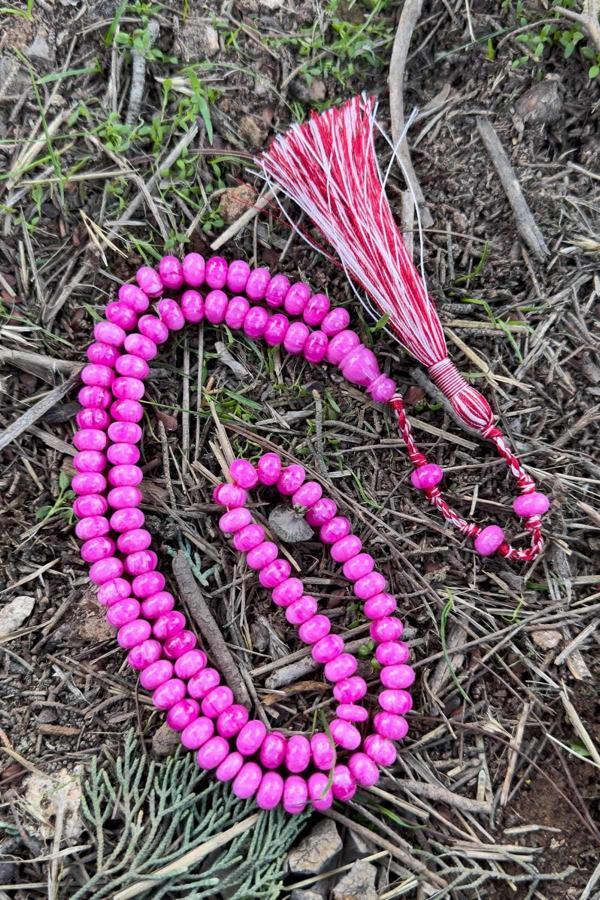 Pembe Tonda Özel Tasarım 99'luk Sıkma Kehribar Tesbihimiz - Image 1