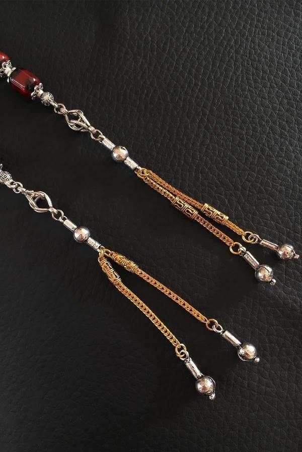 Çift Püsküllü Zar Renk Sıkma Kehribar Zaza Tesbih - Image 1