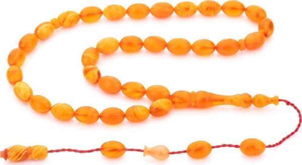 Sade ve Zarif Küçük Boy Sistemli Sıkma Kehribar Tesbih - Image 1