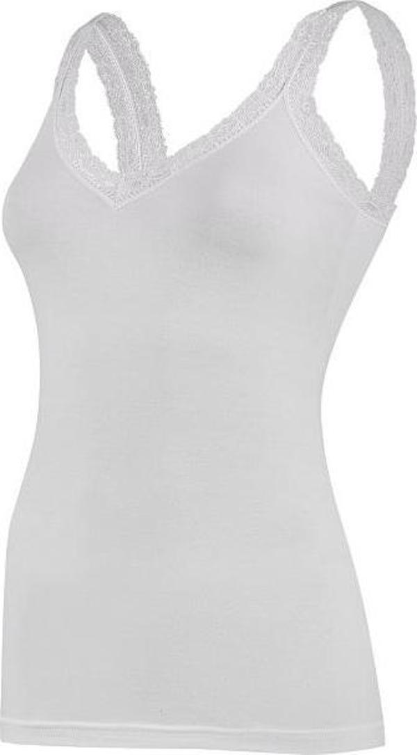 Yıldız Bayan Askıları Dantelli V Yaka Likralı Atlet - Image 1