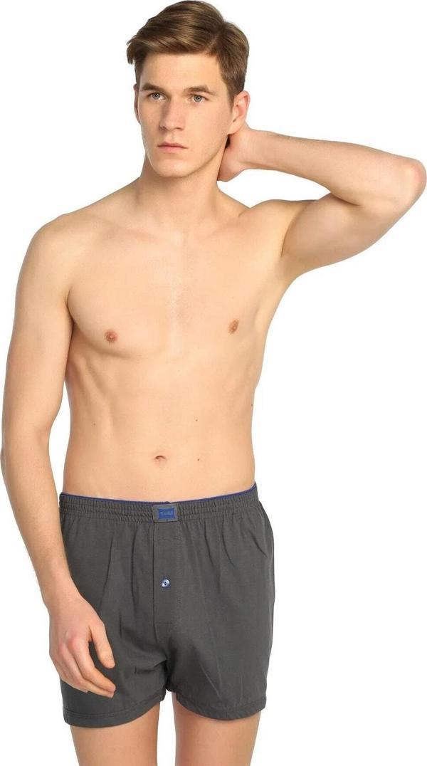 Tutku Erkek Penye Düğmeli Düz Renkli Boxer 0117 - 12 Adet - Image 1