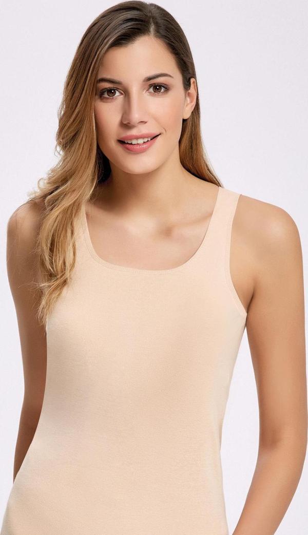 İlke Kadın Mat Biyeli Geniş Askılı Atlet 2002 - 3 Adet - Image 1