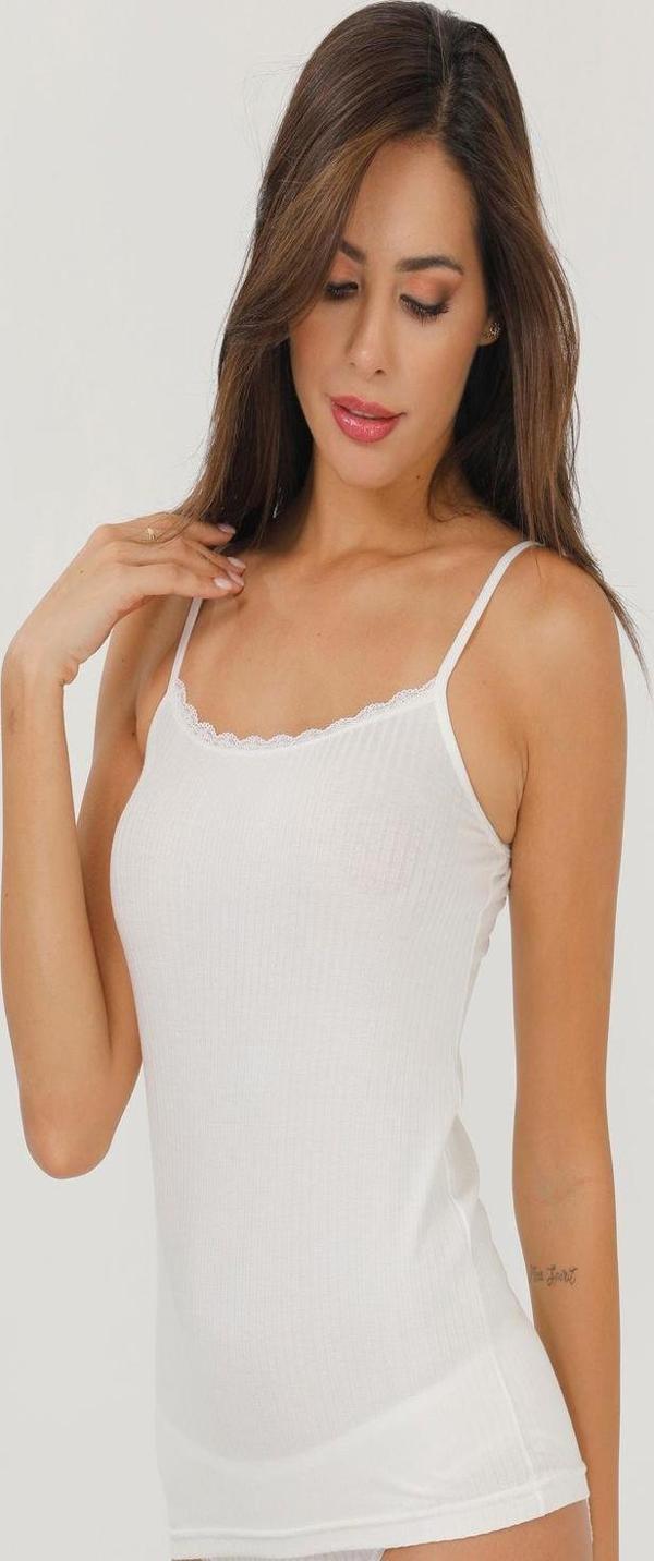 İlke Kadın Derby Viskon Dantelli İp Askı Atlet 2221 - 6 Adet - Image 1