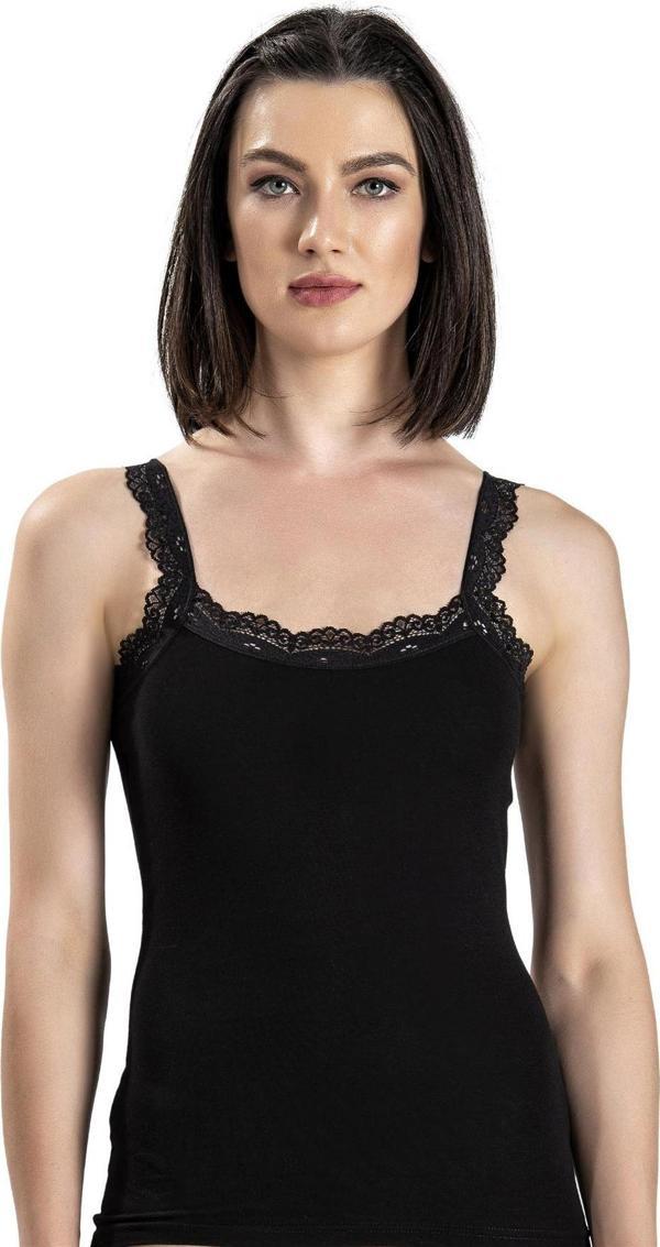 Jiber Kadın Güpürlü Likralı Kalın Askılı Atlet 505 - 6 Adet - Image 1