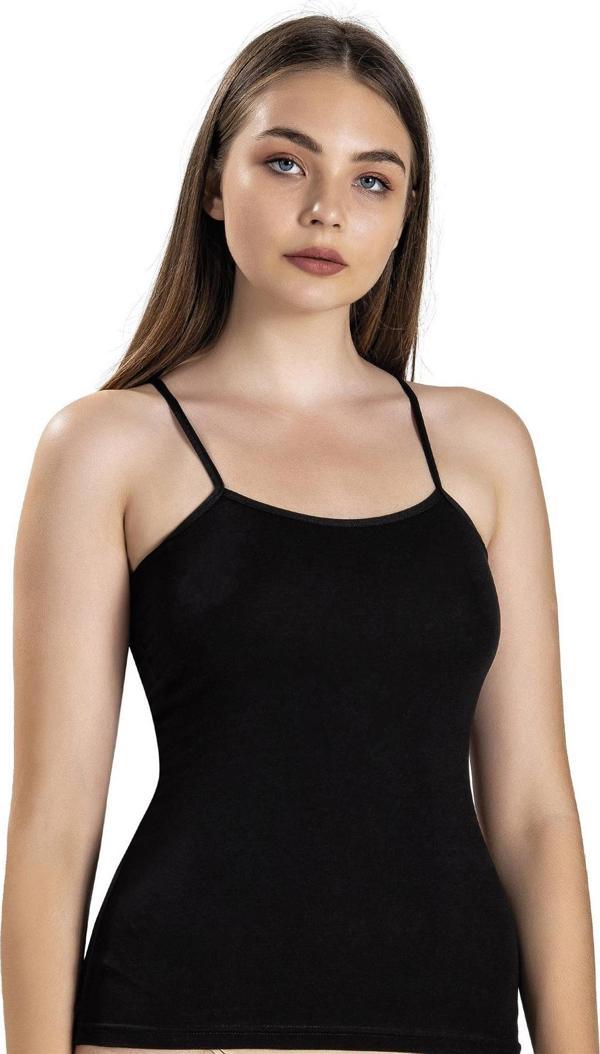 Jiber Kadın İp Askılı Likralı Atlet 503 - 6 Adet - Image 1