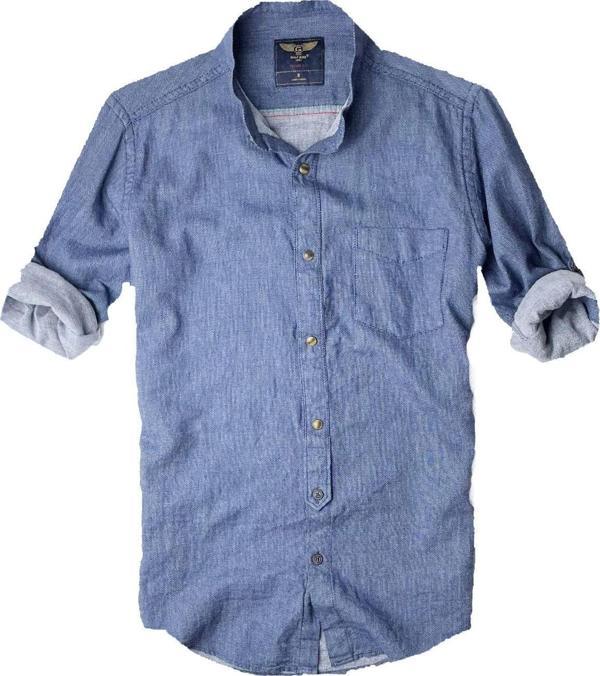 Alaska The Last Frontier Slim Fit Pamuklu Kumaş Hakim Yaka Uzun Kol Gömlek Koyu Navimavi - Image 1