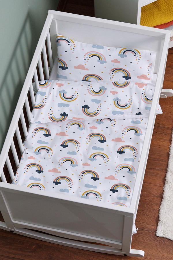 Organik Anne Yanı Nevresim Takımı (60x100) - Neşeli Bulutlar - Image 1