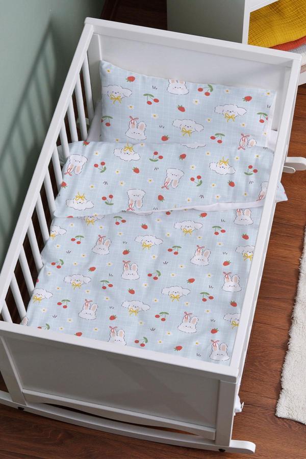 Organik Anne Yanı Nevresim Takımı (60x100) - Şirin Tavşanlar - Image 1