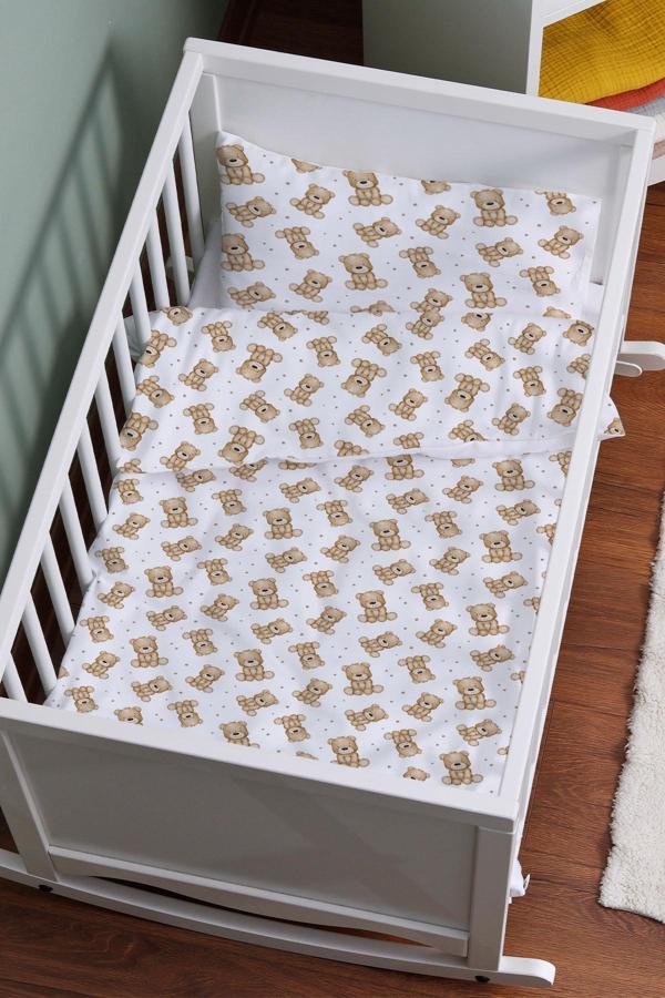 Organik Anne Yanı Nevresim Takımı (60x100) - Tatlı Ayıcık - Image 1