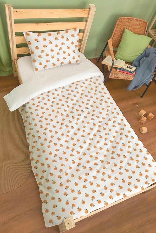 Organik Tek Kişilik Nevresim Takımı (160x220) - Portakal Bahçesi - Image 1