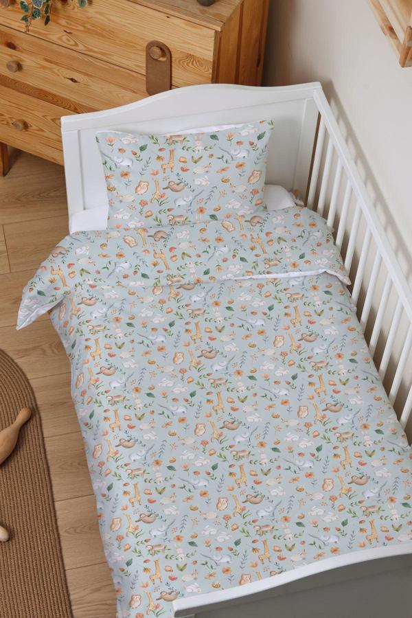 Organik Lastiksiz Çarşaflı Bebek Nevresim Takımı (100x150) - Doğanın Minik Sesleri - Image 1