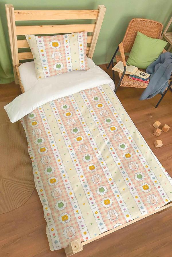Organik Tek Kişilik Nevresim Takımı (160x220) - Şirin Kahramanlar - Image 1