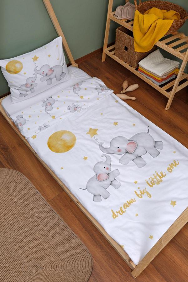 Organik Montessori Nevresim Seti (100x200) - Hayalperest Fil - Image 1