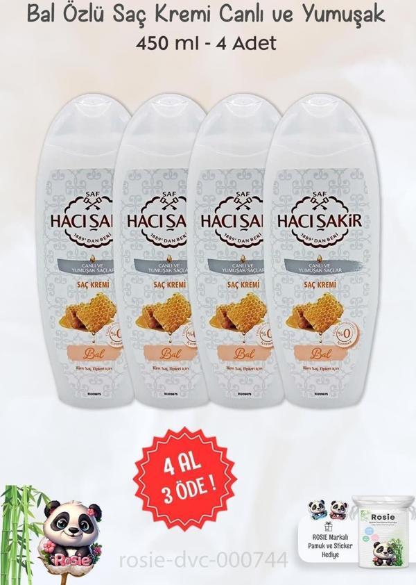 4 AL 3 ÖDE Hacı Şakir Bal Saç Kremi Canlı Ve Yumuşak Saçlar 450 ml ve ROSIE - Image 1