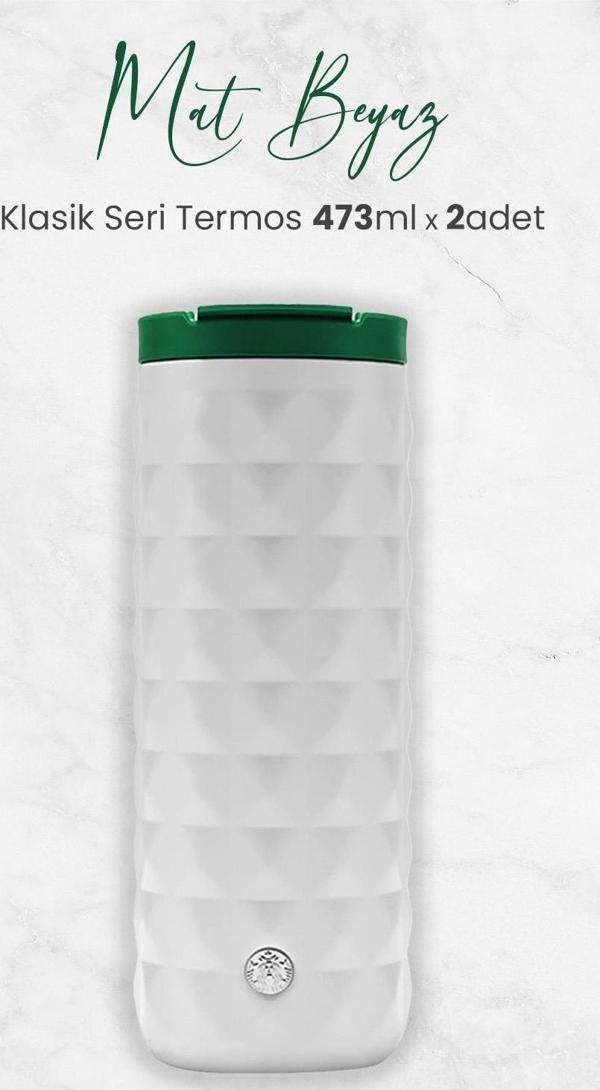 Starbucks Mat Beyaz Klasik Seri Termos 473 ml x 2 Adet - Image 1