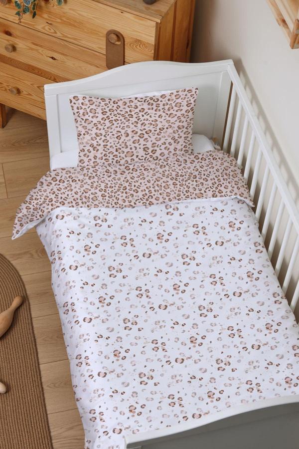 Organik Çarşaflı Bebek Nevresim Takımı (100x150) - Leopar Şıklığı - Image 1