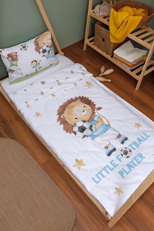 Organik Montessori Nevresim Seti (100x200) - Şampiyon Minik Aslan - Image 1