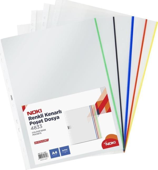 Noki A4 Renkli Kenarlı Poşet Dosya 25 Li 1 Paket(4833) - Image 1