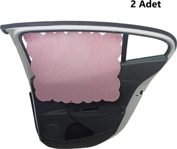 Next Craft Oto Güneşlik Perdesi Yan Cam Araç Arka Koltuk Emzirme Örtüsü Açık Pembe Keçe Vantuz Tutucaklı 2 Adet - Image 1