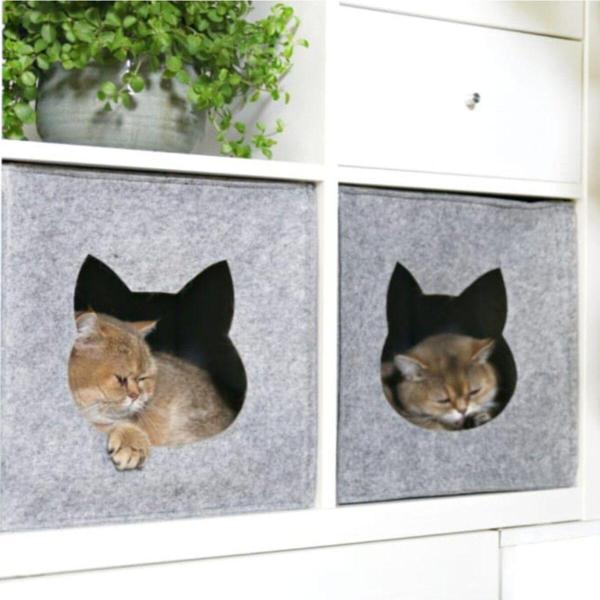 Next Craft Kedi Evi Yuvası Keçe Açık Gri 3Mm Kaliteli Keçe 32X32X32 Cm 1 Adet (Mindersiz) - Image 1
