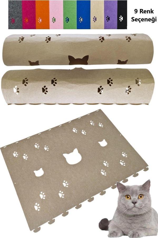 Next Craft Kedi Tüneli Oyuncağı 1. Kalite 3Mm Keçeden Geçmeli 9 Renk Seçenekli 98 Cm Kedi Ve Pati Figürlü - Image 1