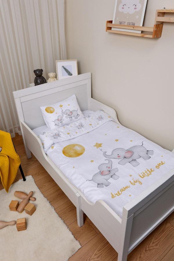 Organik Çarşaflı Park Yatak Nevresim Takımı (80x120) - Hayalperest Fil - Image 1
