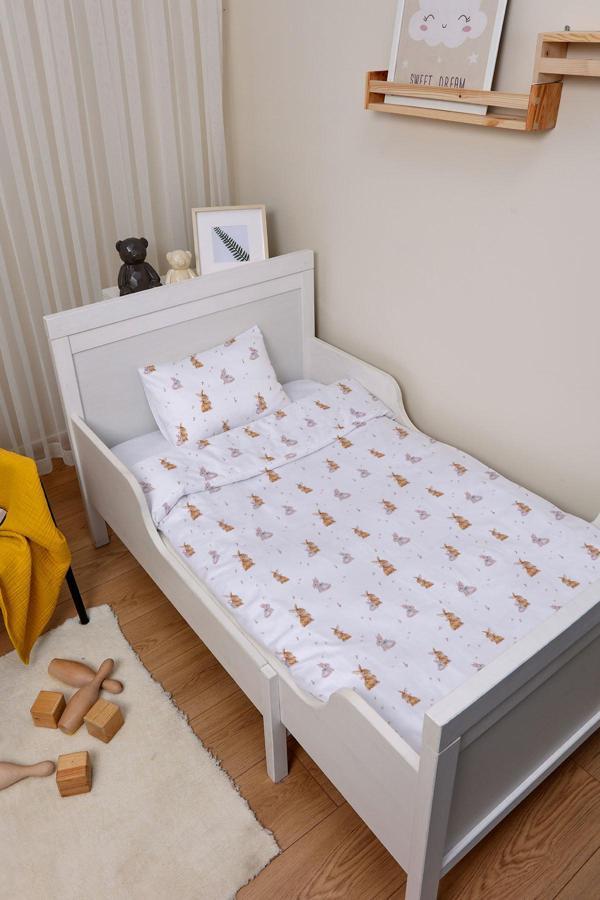 Organik Park Yatak Nevresim Takımı (80x120) - Neşeli Tavşan Notaları - Image 1