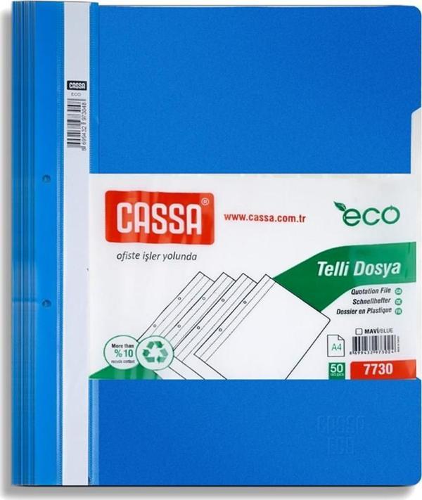 Cassa 7730 Eco Telli Dosya 50'li Paket Mavi - Image 1