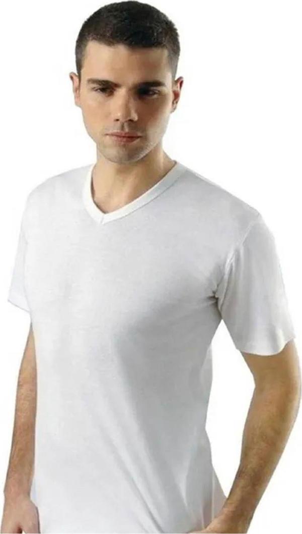 Anıt Erkek Ribana V Yaka Kısa Kol Fanila Atlet 1109 - 3 Adet  - Image 1