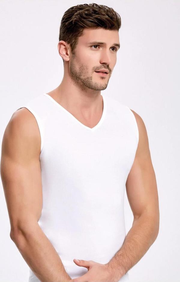 İlke Erkek V Yaka Kolsuz Badi Fanila Atlet 1008-1009 - 12 Adet - Image 1