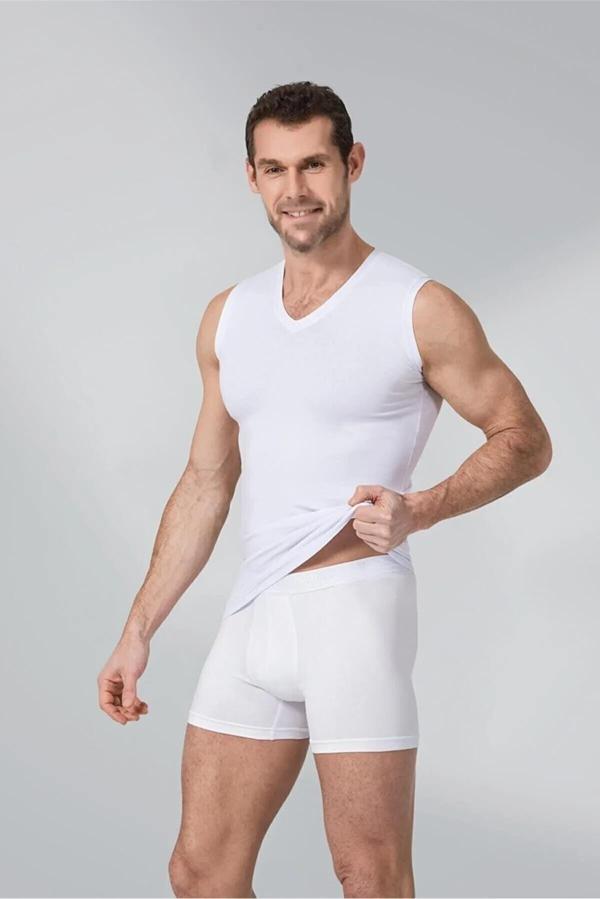 Namaldi Erkek Premier V Yaka Kolsuz Body Likralı Fanila Atlet 188 - 3 Adet - Image 1