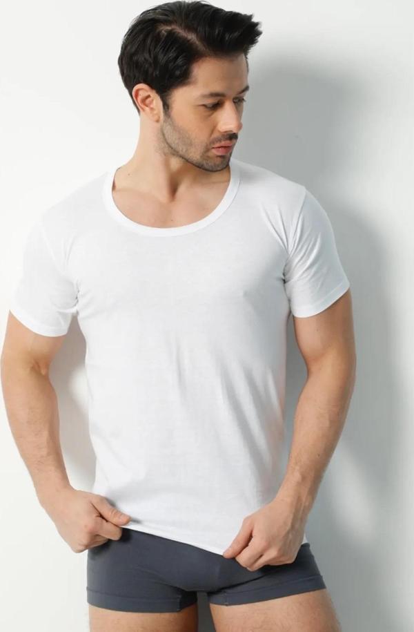 Saran Erkek Penye %100 Pamuk Bisiklet Yaka Fanila Atlet 3006 - 6 Adet - Image 1