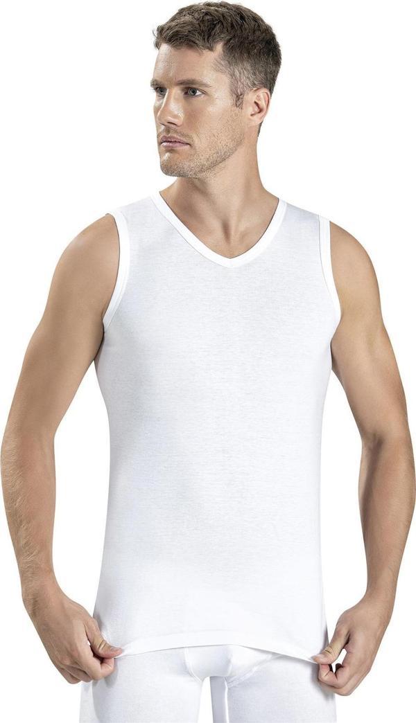 Jiber Erkek V Yaka Sıfır Kol Pamuklu Fanila Atlet 123 - 12 Adet - Image 1