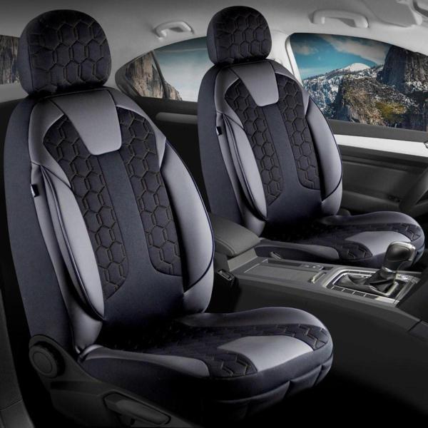 Toyota Hilux Lüx Deri Detaylı Oto Koltuk Kılıfı Ön Arka Takım Cyrus SİYAH - Image 1