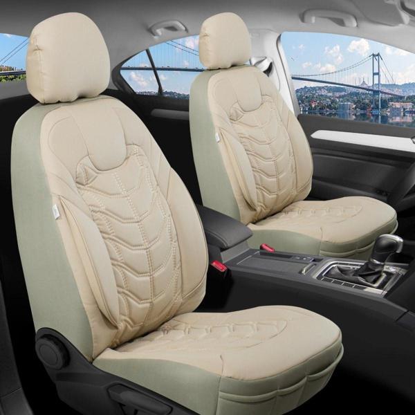 
Citroen C4 Lüx Deri Oto Koltuk Kılıfı Ön Arka Takım Set Classy BEJ - Image 1