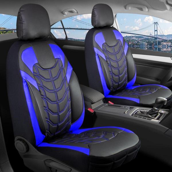 Seat Arona Lüx Deri Oto Koltuk Kılıfı Ön Arka Takım Set Classy SİYAH MAVİ - Image 1