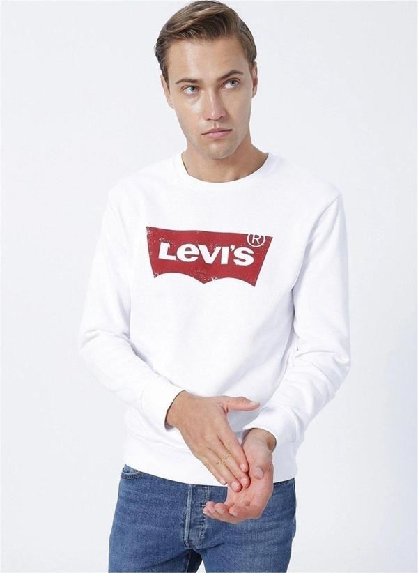 Levi's Bisiklet Yaka Beyaz Erkek Sweatshırt - Image 1