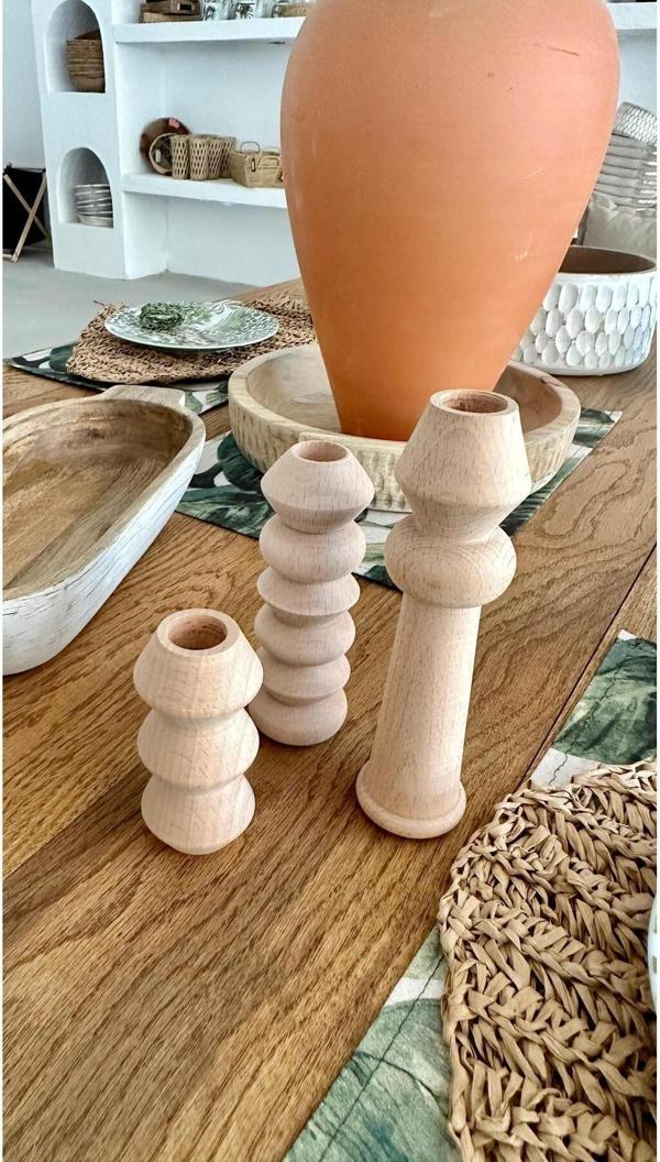 Sooboho Ahşap 3'lü Şamdan - Image 1