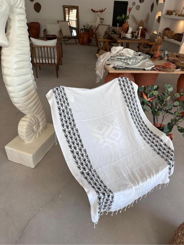 Sooboho Ahtapot Desen Jakarlı Örme %100 Pamuk Peştemal - Image 1