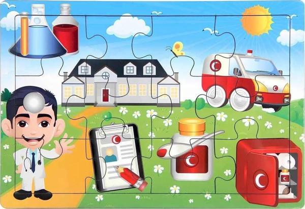 *29x20 cm 12 Parça Ahşap Puzzle Doktor  2282 - Image 1