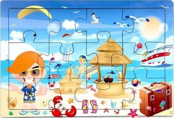 *29x20 cm 12 Parça Ahşap Yaz Puzzle  1962 - Image 1